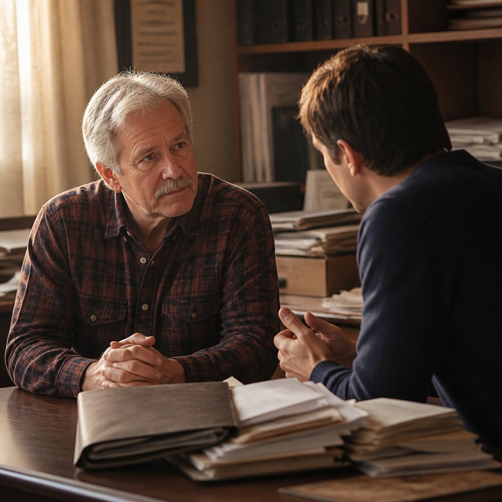 Man receiving quiet resistance from manager in small office.