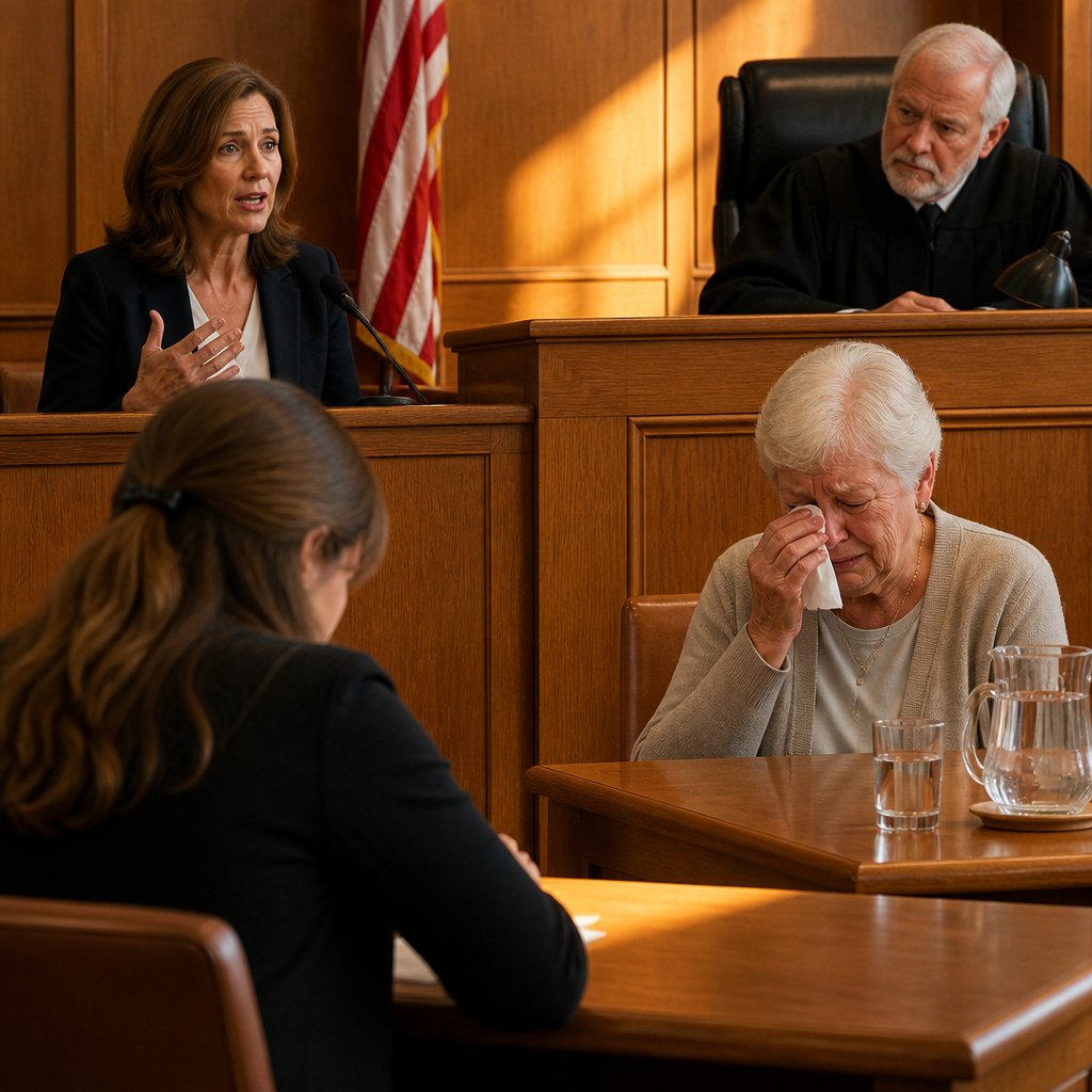 Therapist testifying about grandchildren while grandmother cries and mother looks away