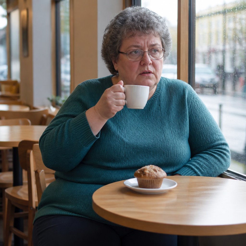Woman having a tense phone call with insurance adjuster in a café.