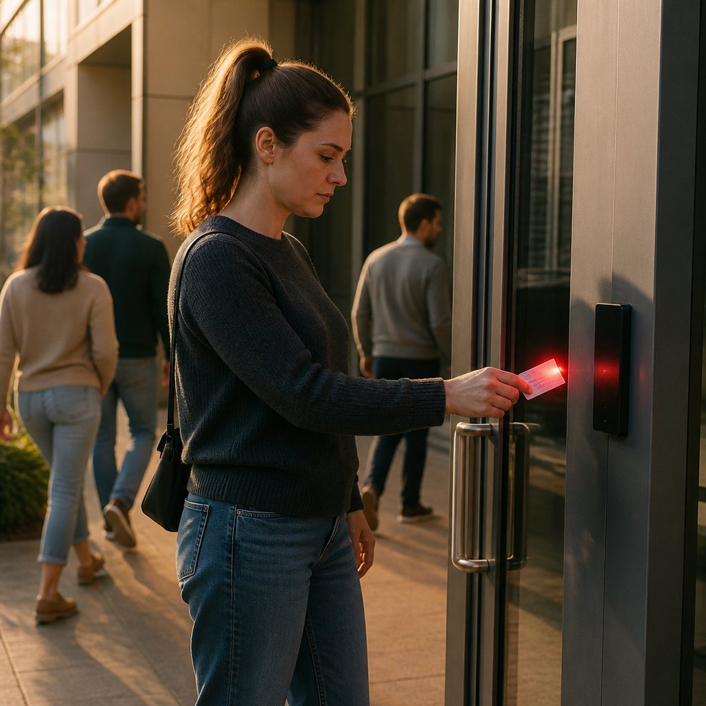 Employee denied entry to office as security badge access is revoked after refusal to sign document.