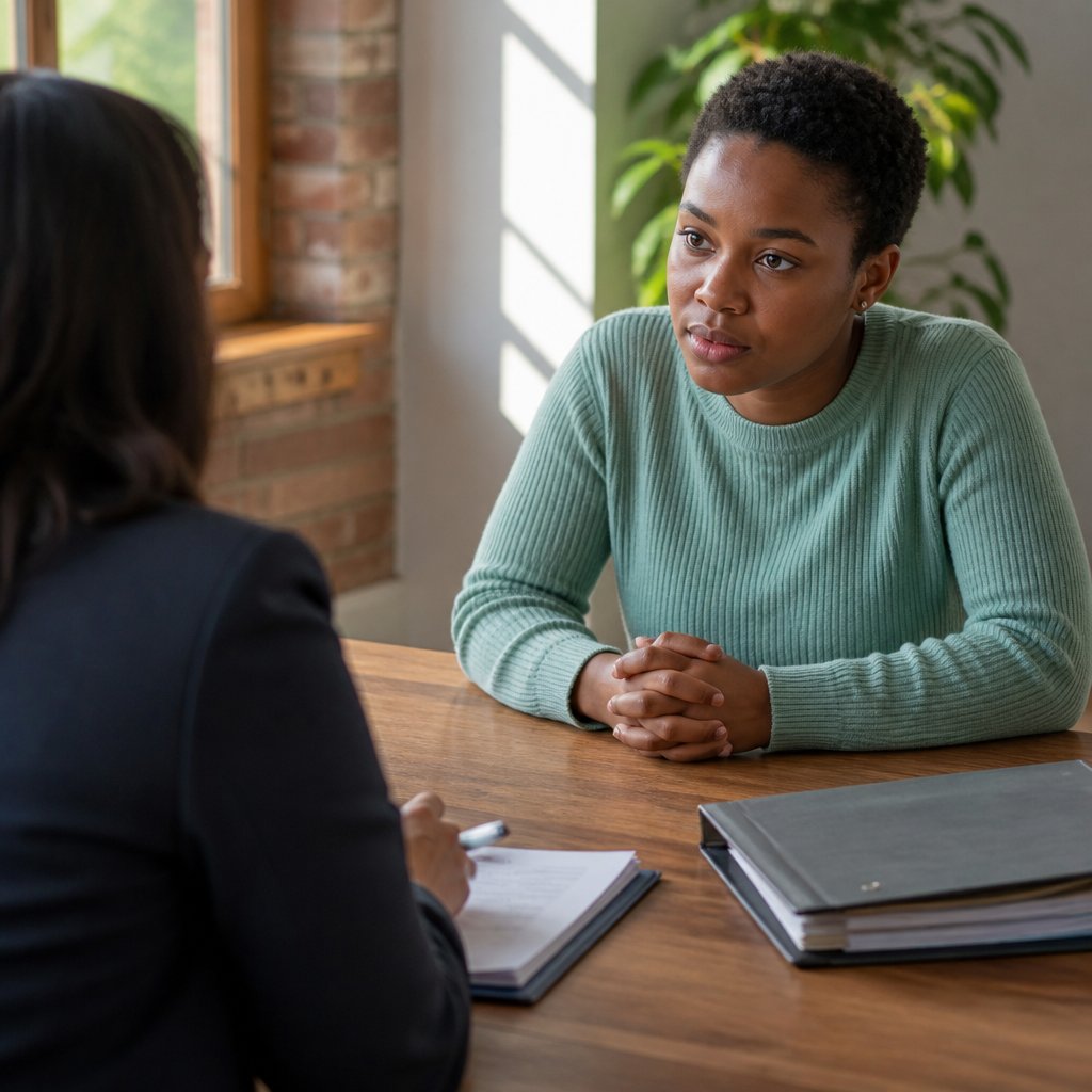 A determined legal consultation in a refined law office.
