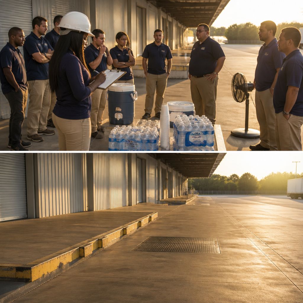 Inspector reviews staged hydration setup before it disappears shortly after departure.