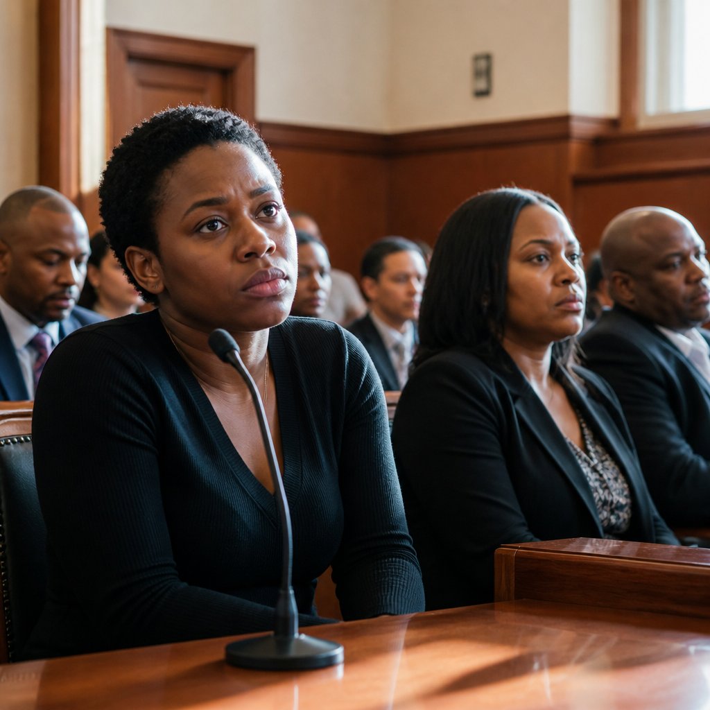 Courtroom during heated testimony