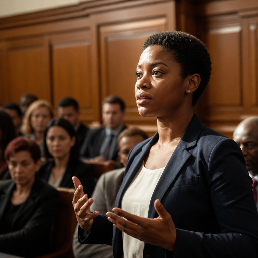 Symbolic blend of art and law in courtroom
