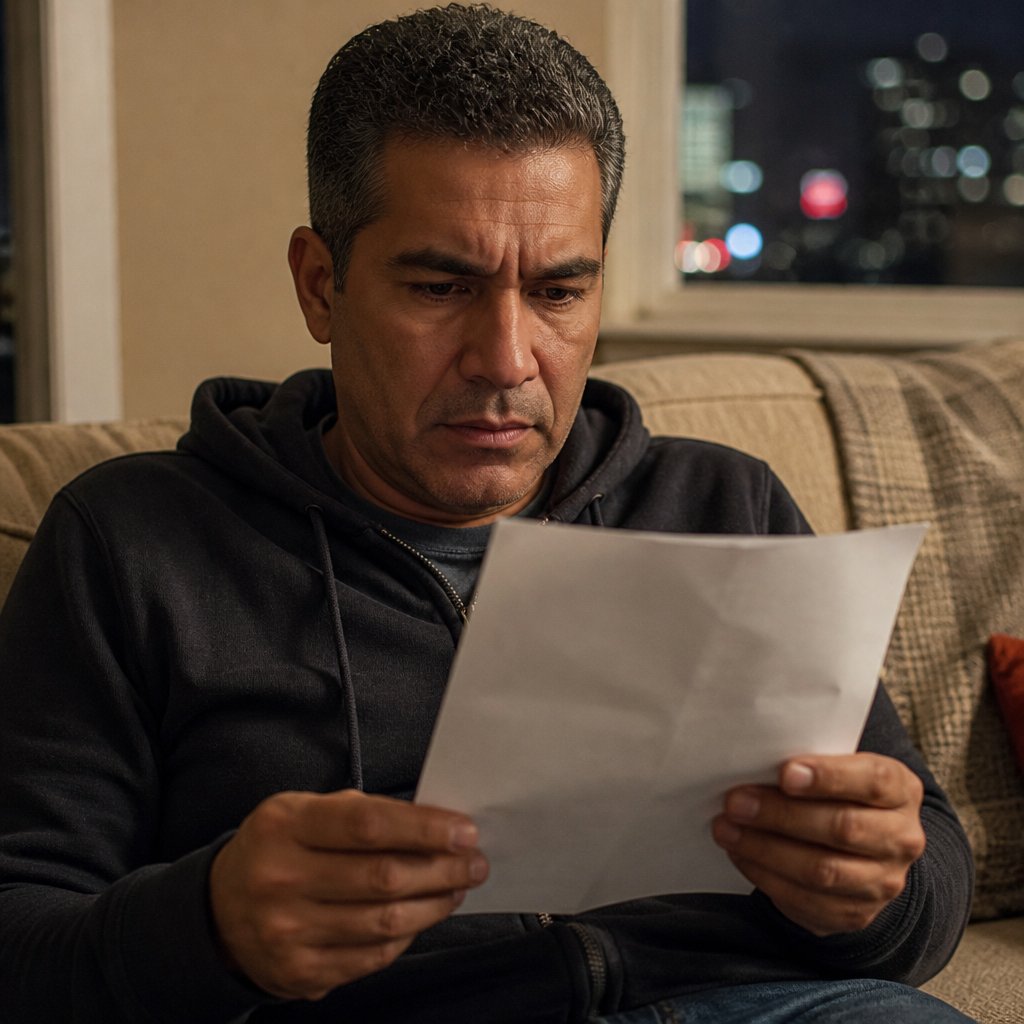 Mara reads demand letter from attorney at home at night